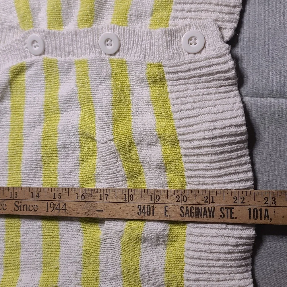 American Eagle Striped Knit Cardigan Women's Plus Size  V Neck Yellow‎ White Y2K